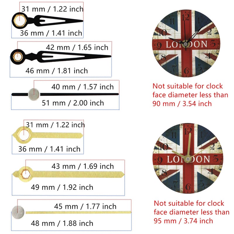 TIKROUND 12888 Youngtown Snap in Type 4.5mm Hour Shaft Length Continuous Sweep Quartz Clock Movement,8mm Total Shaft Length (D Hands) - Image 4